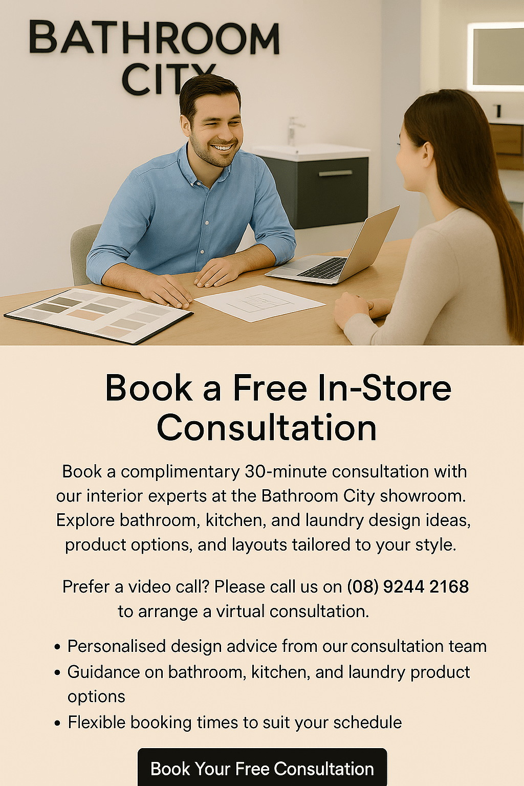 Book a In - Store Consultation Service from our Bathroom City supplier – available at Bathroom City Perth