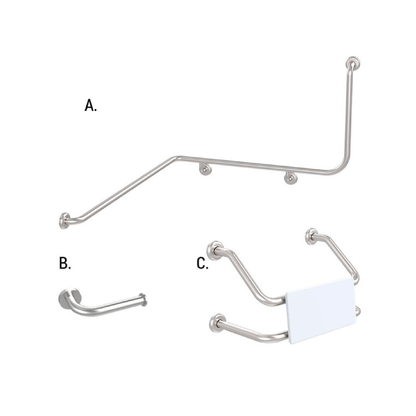 CONSERV - Accessible Sanitary Facilities 116 Combination Set Clam Flange Brushed Stainless - UAT Accessories - from our - Conserv - supplier–available at Bathroom City Perth