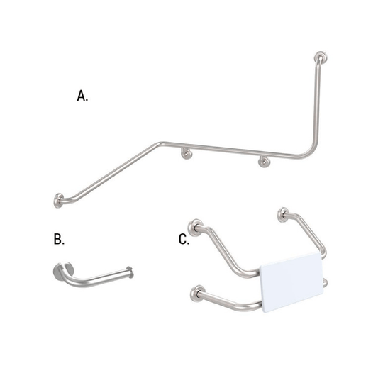 CONSERV - Accessible Sanitary Facilities 116 Combination Set Clam Flange Brushed Stainless - UAT Accessories - from our - Conserv - supplier–available at Bathroom City Perth