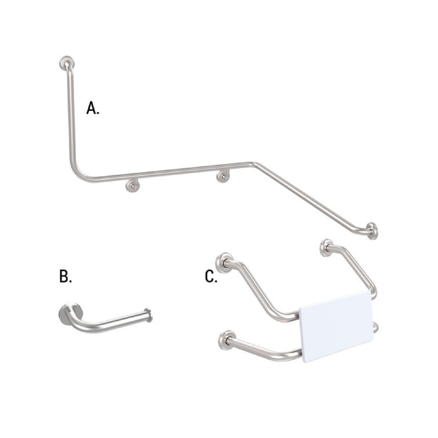 CONSERV - Accessible Sanitary Facilities 116 Combination Set Clam Flange Brushed Stainless - UAT Accessories - from our - Conserv - supplier–available at Bathroom City Perth