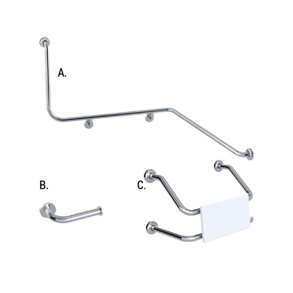 CONSERV - Accessible Sanitary Facilities 116 Combination Set Clam Flange Polish Supreme - UAT Accessories - from our - Conserv - supplier–available at Bathroom City Perth