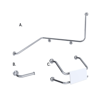 CONSERV - Accessible Sanitary Facilities 116 Combination Set Clam Flange Polish Supreme - UAT Accessories - from our - Conserv - supplier–available at Bathroom City Perth