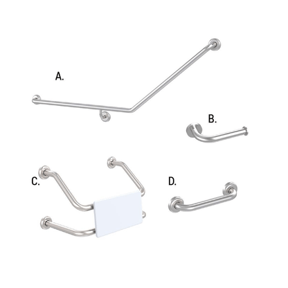 CONSERV - Accessible Sanitary Facilities 877 Combination Set Clam Flange Brushed Stainless - UAT Accessories - from our - Conserv - supplier–available at Bathroom City Perth