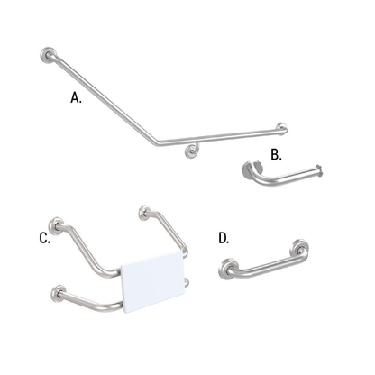CONSERV - Accessible Sanitary Facilities 877 Combination Set Clam Flange Brushed Stainless - UAT Accessories - from our - Conserv - supplier–available at Bathroom City Perth