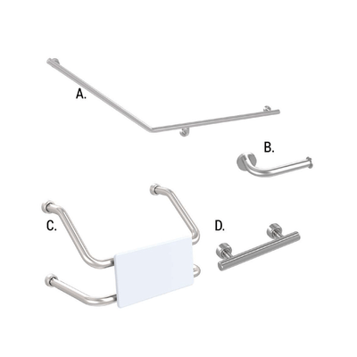 CONSERV 877 combination set with linear design in brushed stainless finish available at Bathroom City Perth