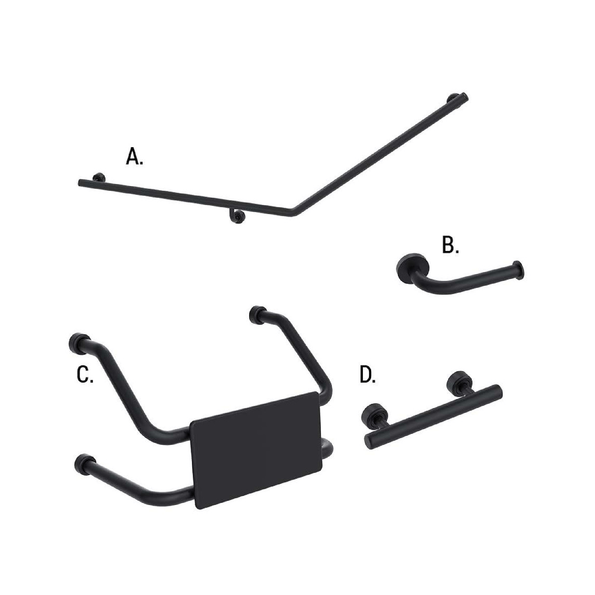 CONSERV - Accessible Sanitary Facilities 877 Combination Set Linear Matt Black - UAT Accessories - from our - Conserv - supplier–available at Bathroom City Perth
