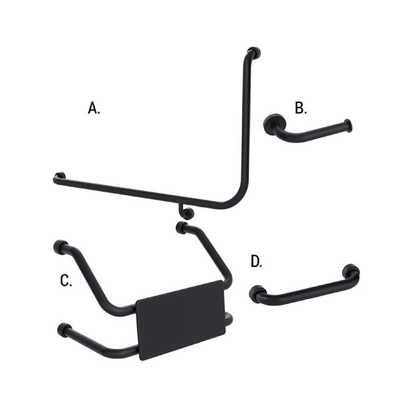 CONSERV - Accessible Sanitary Facilities 966 Combination Set Hygienic Seal Matt Black - UAT Accessories - from our - Conserv - supplier–available at Bathroom City Perth