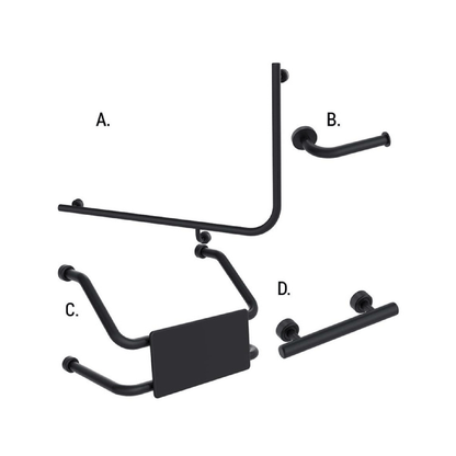 CONSERV - Accessible Sanitary Facilities 966 Combination Set Linear Matt Black - UAT Accessories - from our - Conserv - supplier–available at Bathroom City Perth