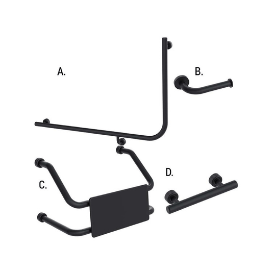 CONSERV - Accessible Sanitary Facilities 966 Combination Set Linear Matt Black - UAT Accessories - from our - Conserv - supplier–available at Bathroom City Perth
