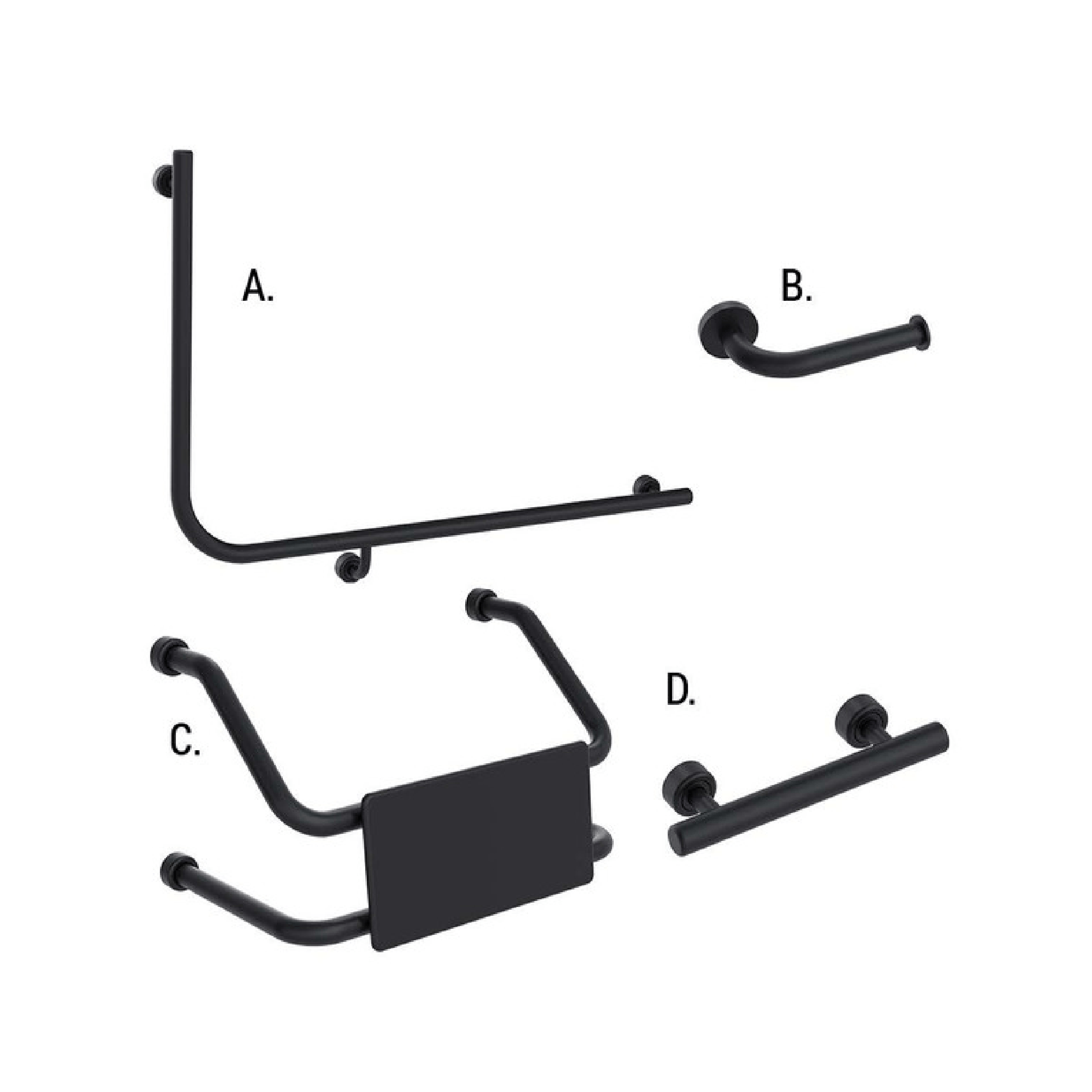 CONSERV - Accessible Sanitary Facilities 966 Combination Set Linear Matt Black - UAT Accessories - from our - Conserv - supplier–available at Bathroom City Perth