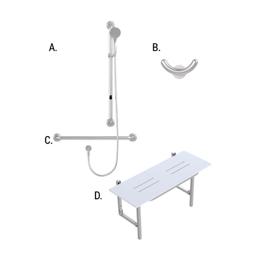 CONSERV - Accessible Shower Recess 01803 Combination Set Clam Flange Brushed Stainless - UAT Accessories - from our - Conserv - supplier–available at Bathroom City Perth