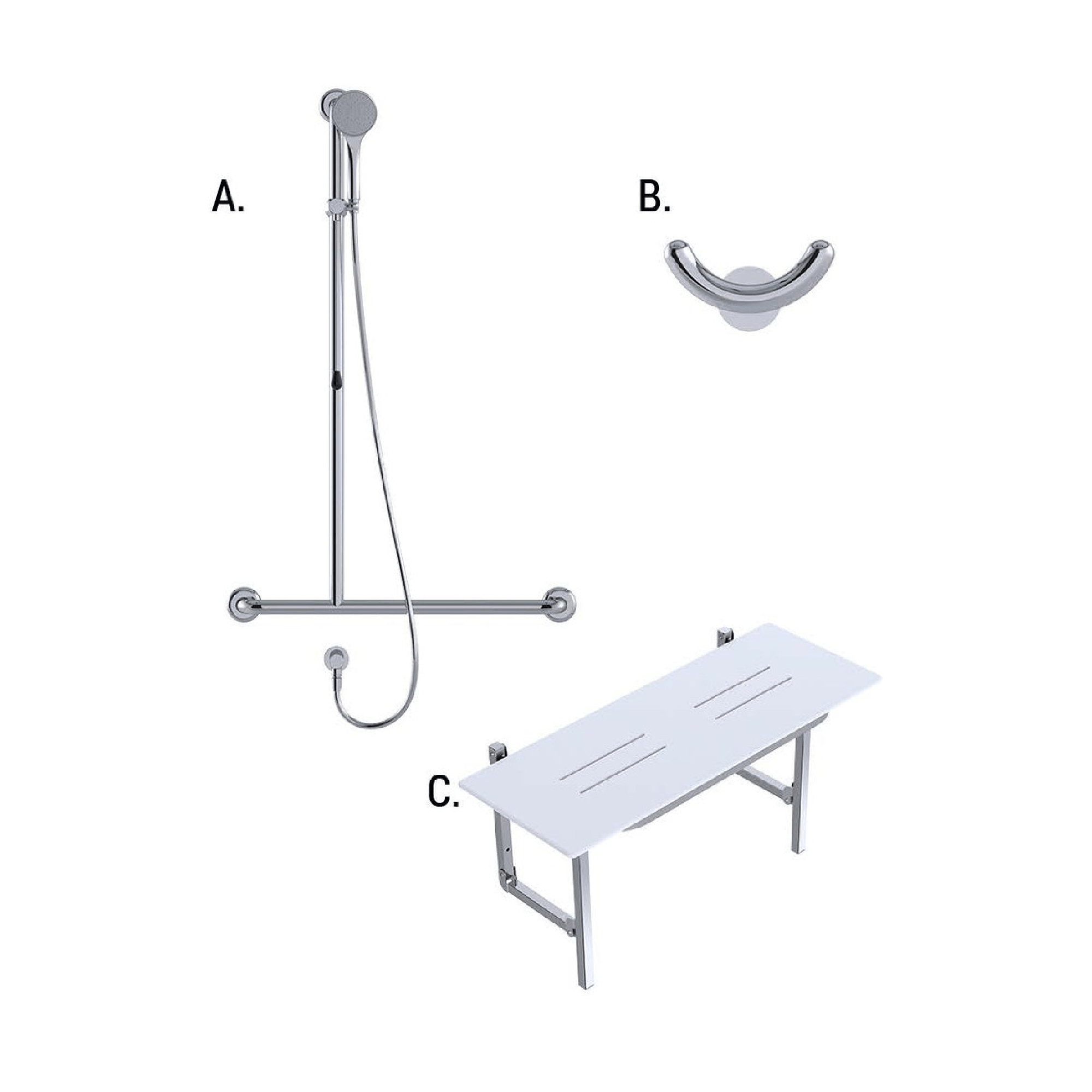 CONSERV - Accessible Shower Recess 01820 Combination Set Clam Flange Polish Supreme - UAT Accessories - from our - Conserv - supplier–available at Bathroom City Perth