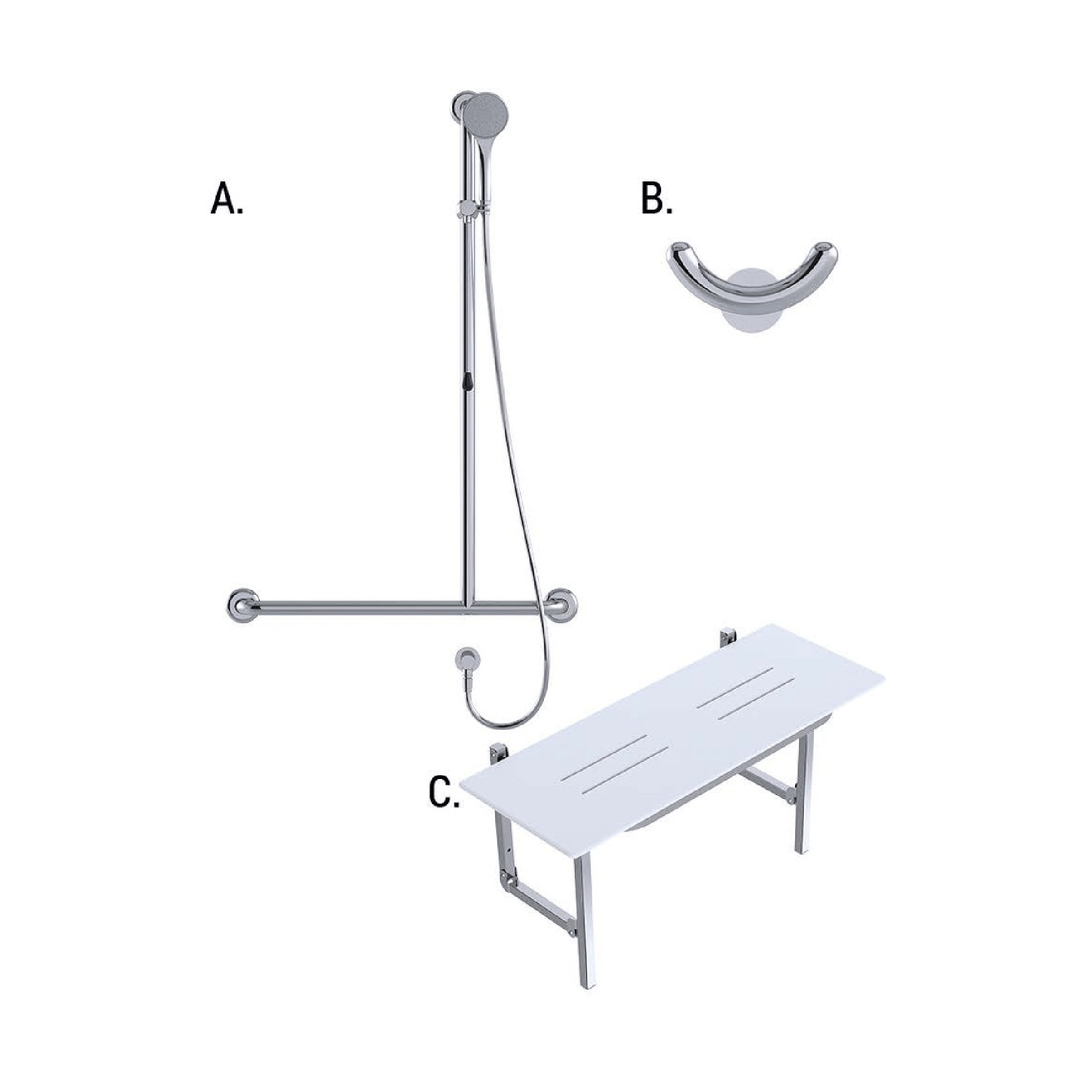 CONSERV - Accessible Shower Recess 01820 Combination Set Clam Flange Polish Supreme - UAT Accessories - from our - Conserv - supplier–available at Bathroom City Perth