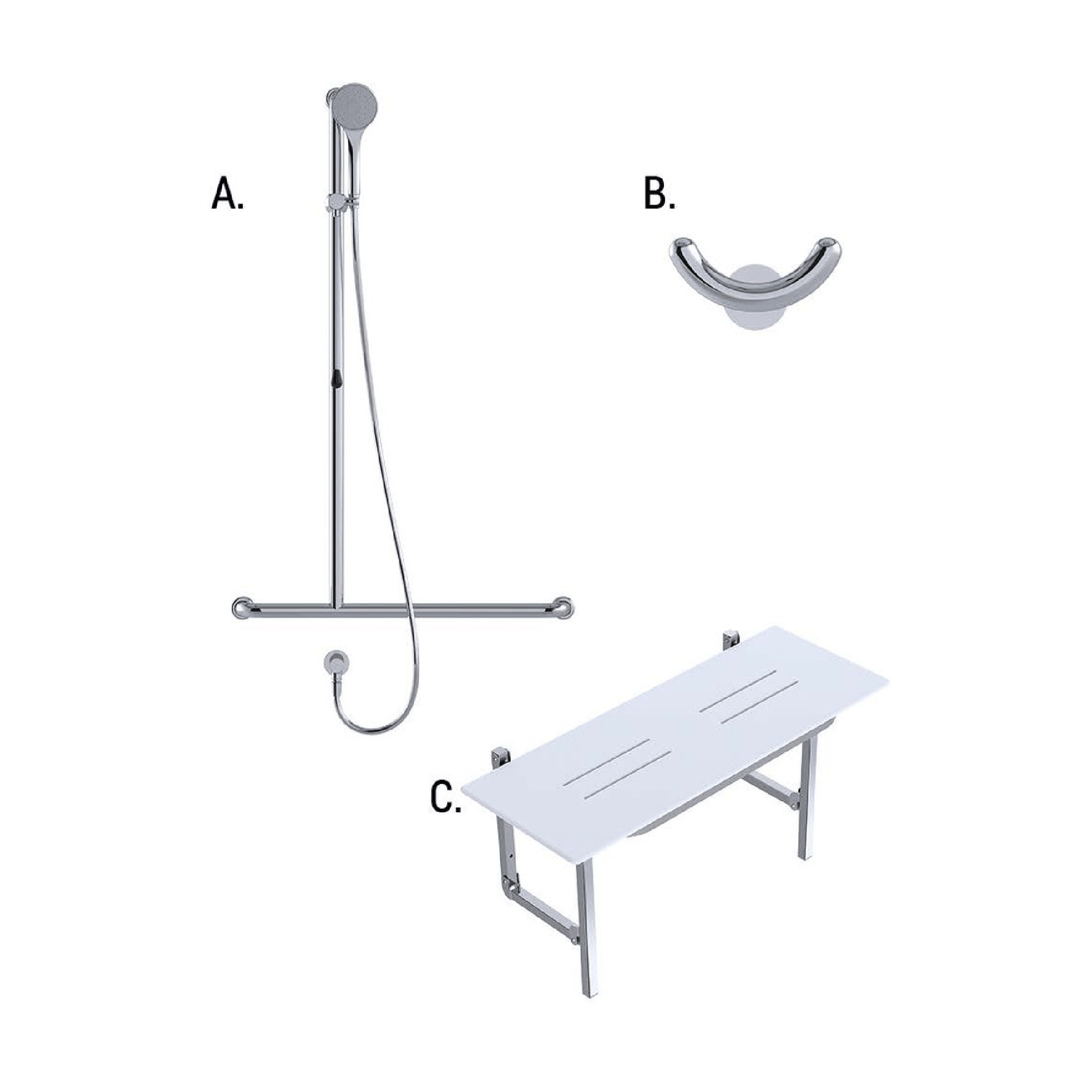 CONSERV - Accessible Shower Recess 01820 Combination Set Hygienic Seal Polish Supreme - UAT Accessories - from our - Conserv - supplier–available at Bathroom City Perth