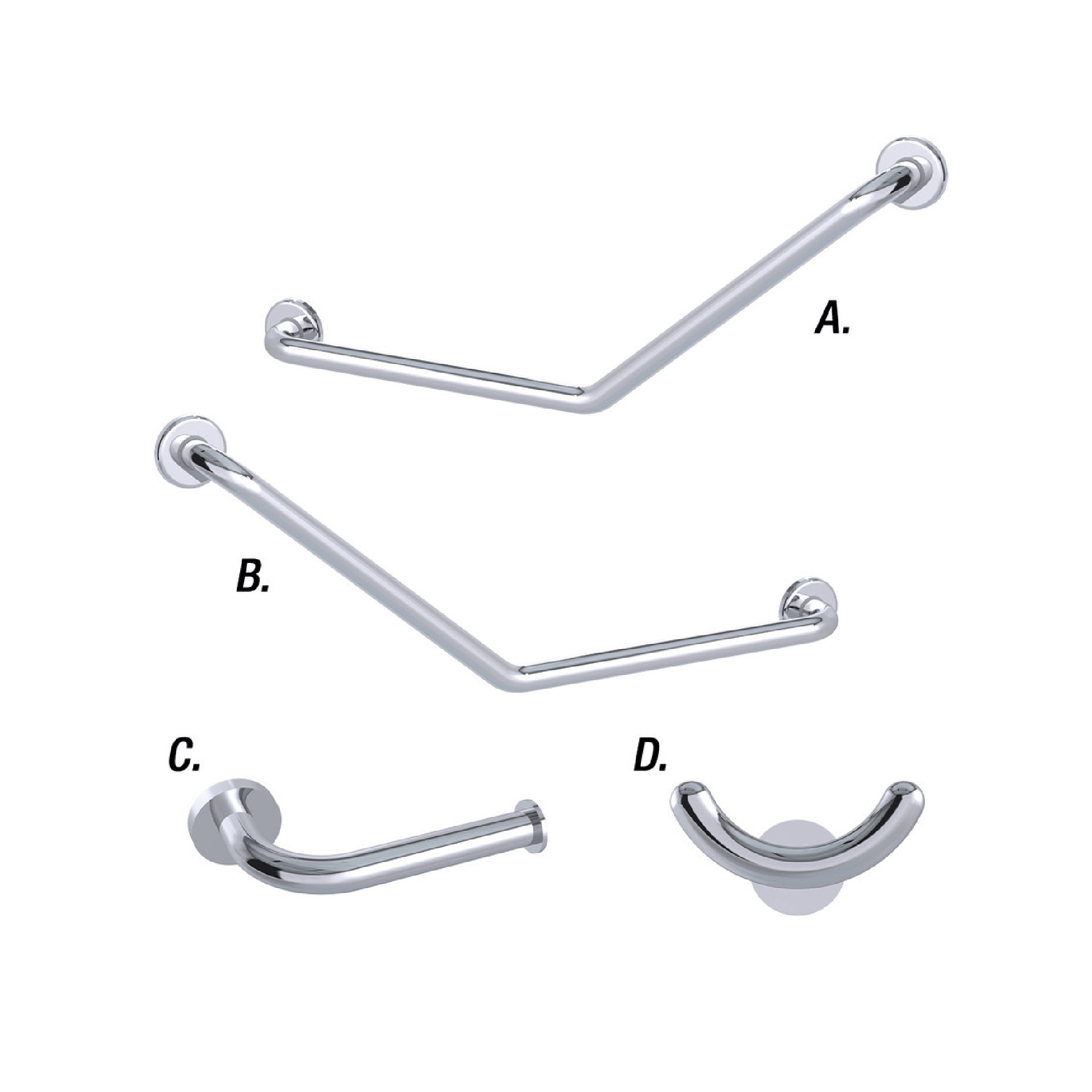 CONSERV - Ambulant Accessible Sanitary Compartment 045 Combination Set Clam Flange Polish Supreme - UAT Accessories - from our - Conserv - supplier–available at Bathroom City Perth