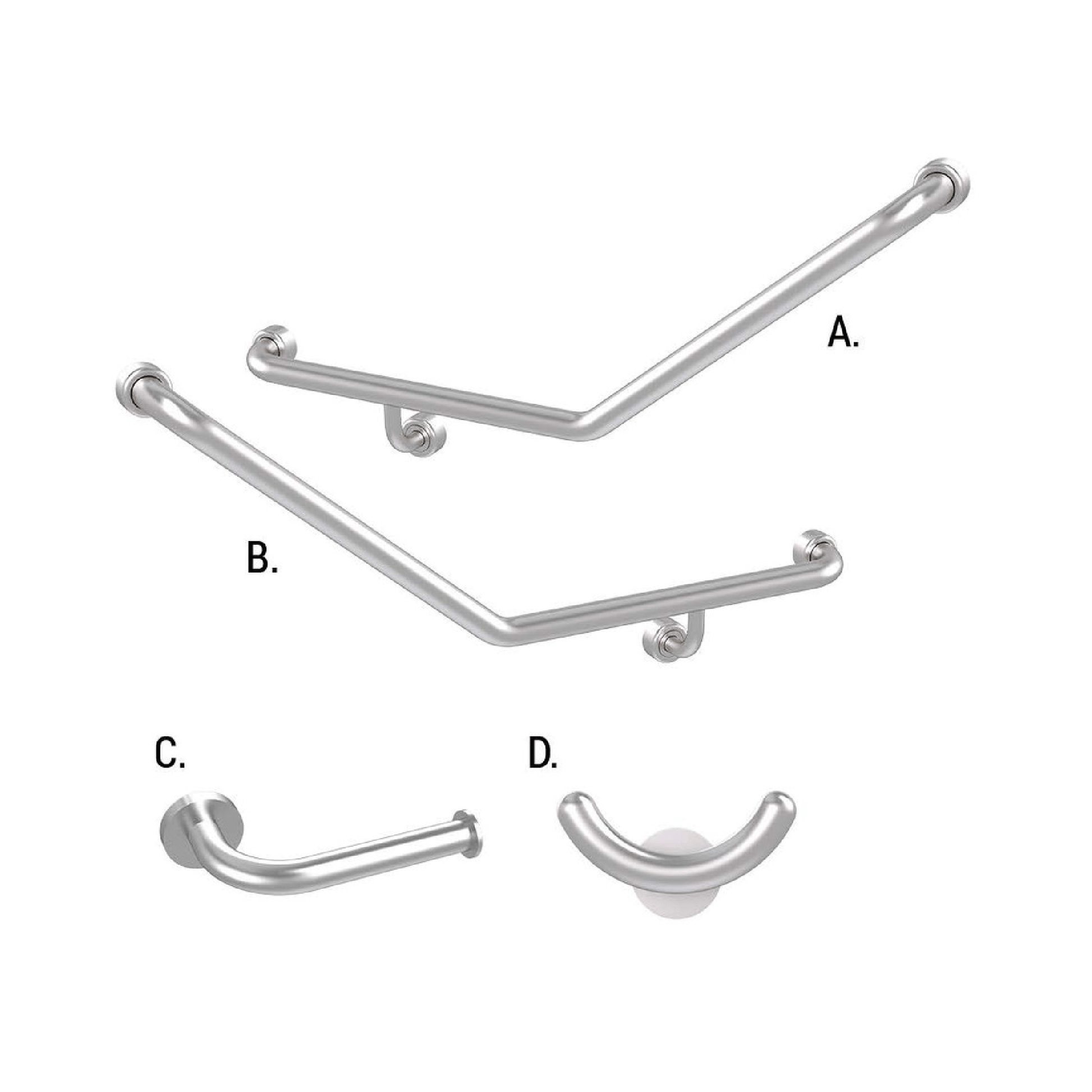 CONSERV - Ambulant Accessible Sanitary Compartment 045 Combination Set Hygienic Seal Brushed Stainless - UAT Accessories - from our - Conserv - supplier–available at Bathroom City Perth