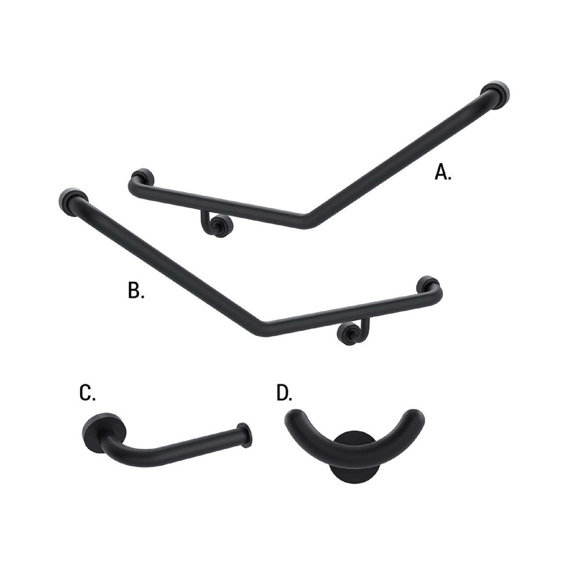 CONSERV - Ambulant Accessible Sanitary Compartment 045 Combination Set Hygienic Seal Matt Black - UAT Accessories - from our - Conserv - supplier–available at Bathroom City Perth