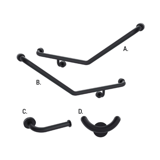 CONSERV - Ambulant Accessible Sanitary Compartment 045 Combination Set Hygienic Seal Matt Black - UAT Accessories - from our - Conserv - supplier–available at Bathroom City Perth