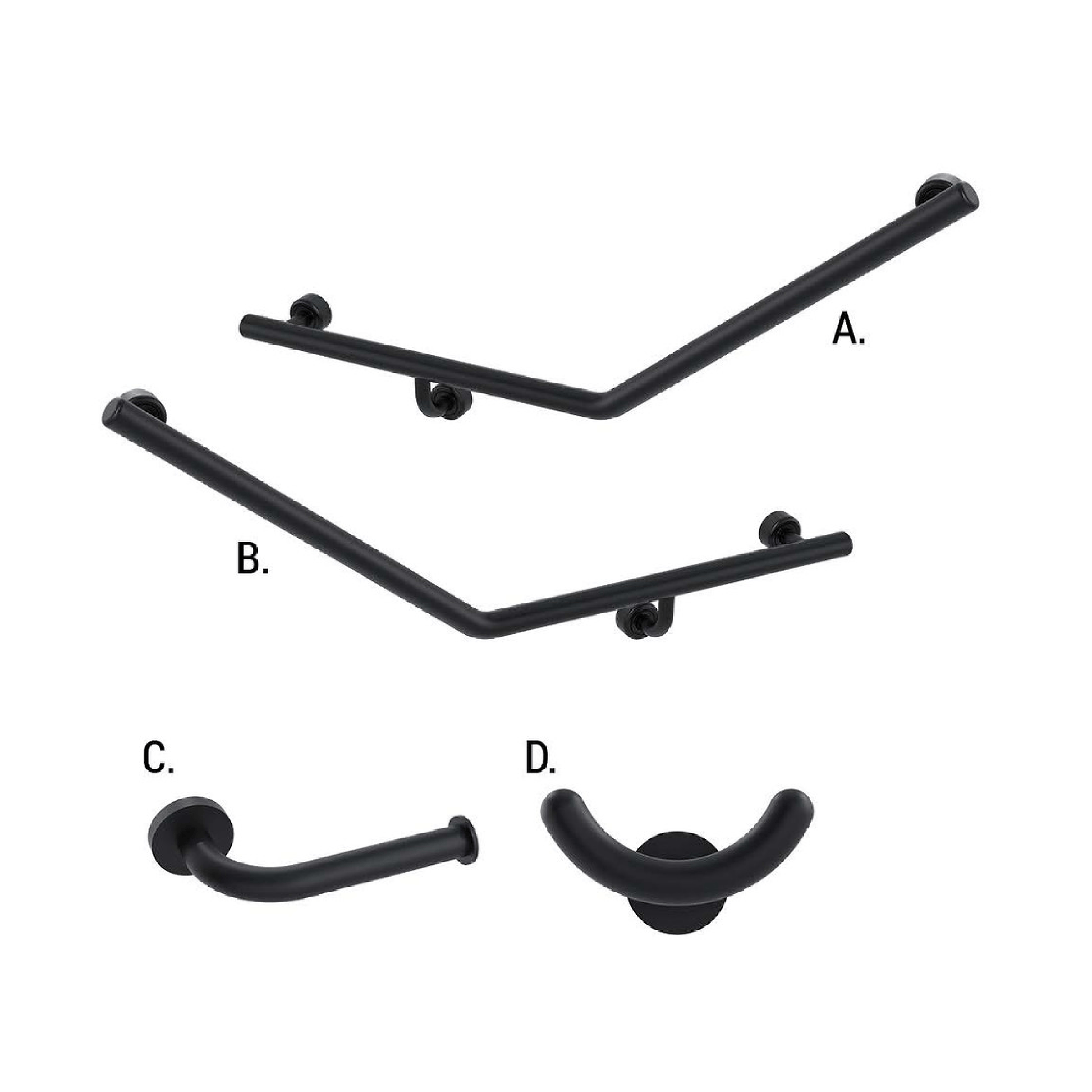 CONSERV - Ambulant Accessible Sanitary Compartment 045 Combination Set Linear Matt Black - UAT Accessories - from our - Conserv - supplier–available at Bathroom City Perth