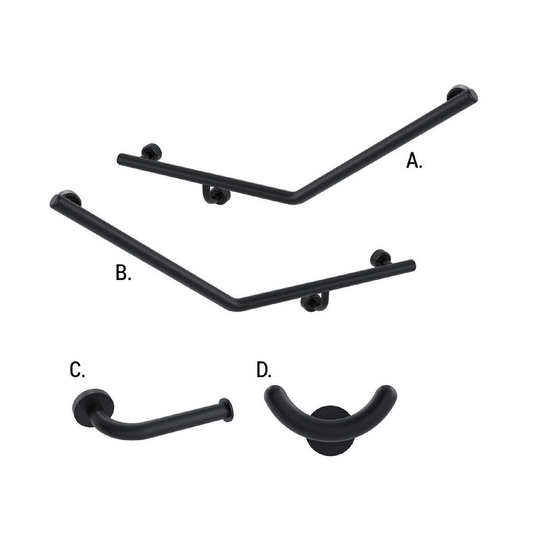 CONSERV - Ambulant Accessible Sanitary Compartment 045 Combination Set Linear Matt Black - UAT Accessories - from our - Conserv - supplier–available at Bathroom City Perth