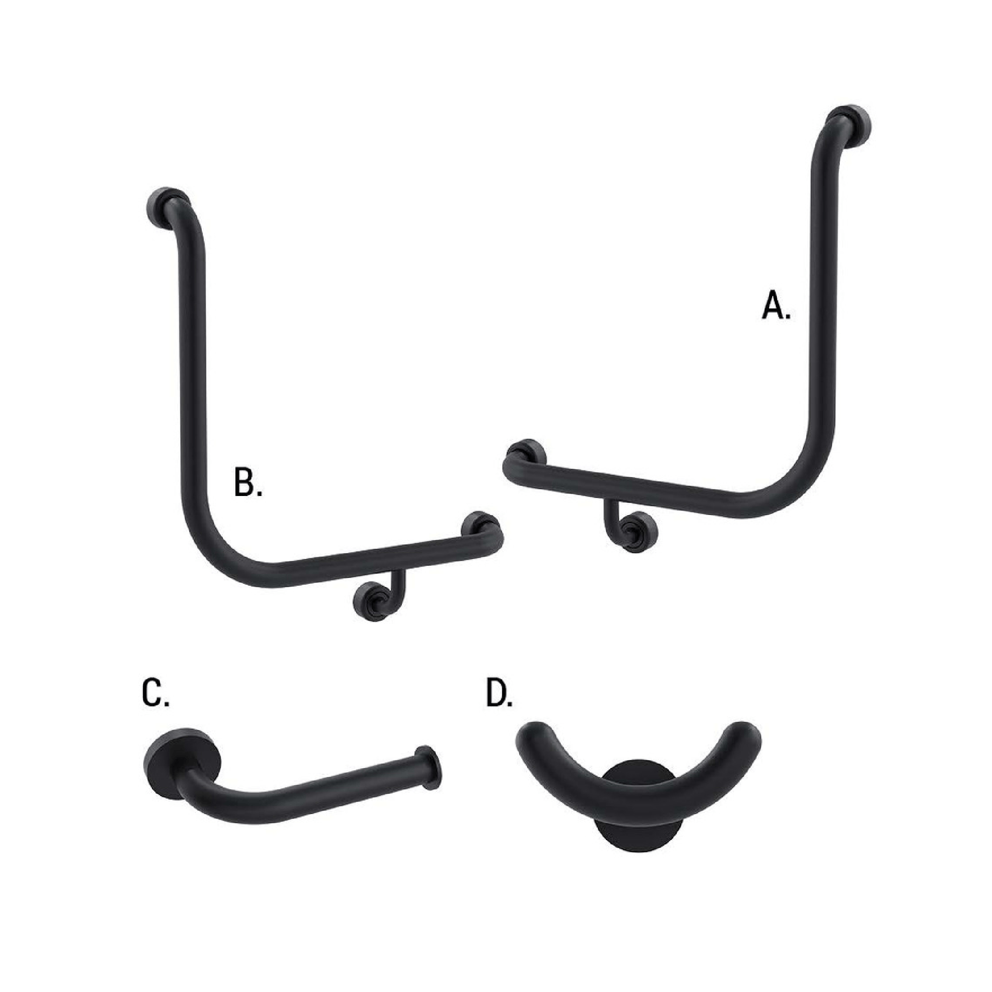 CONSERV - Ambulant Accessible Sanitary Compartment 454 Combination Set Hygienic Seal Matt Black - UAT Accessories - from our - Conserv - supplier–available at Bathroom City Perth