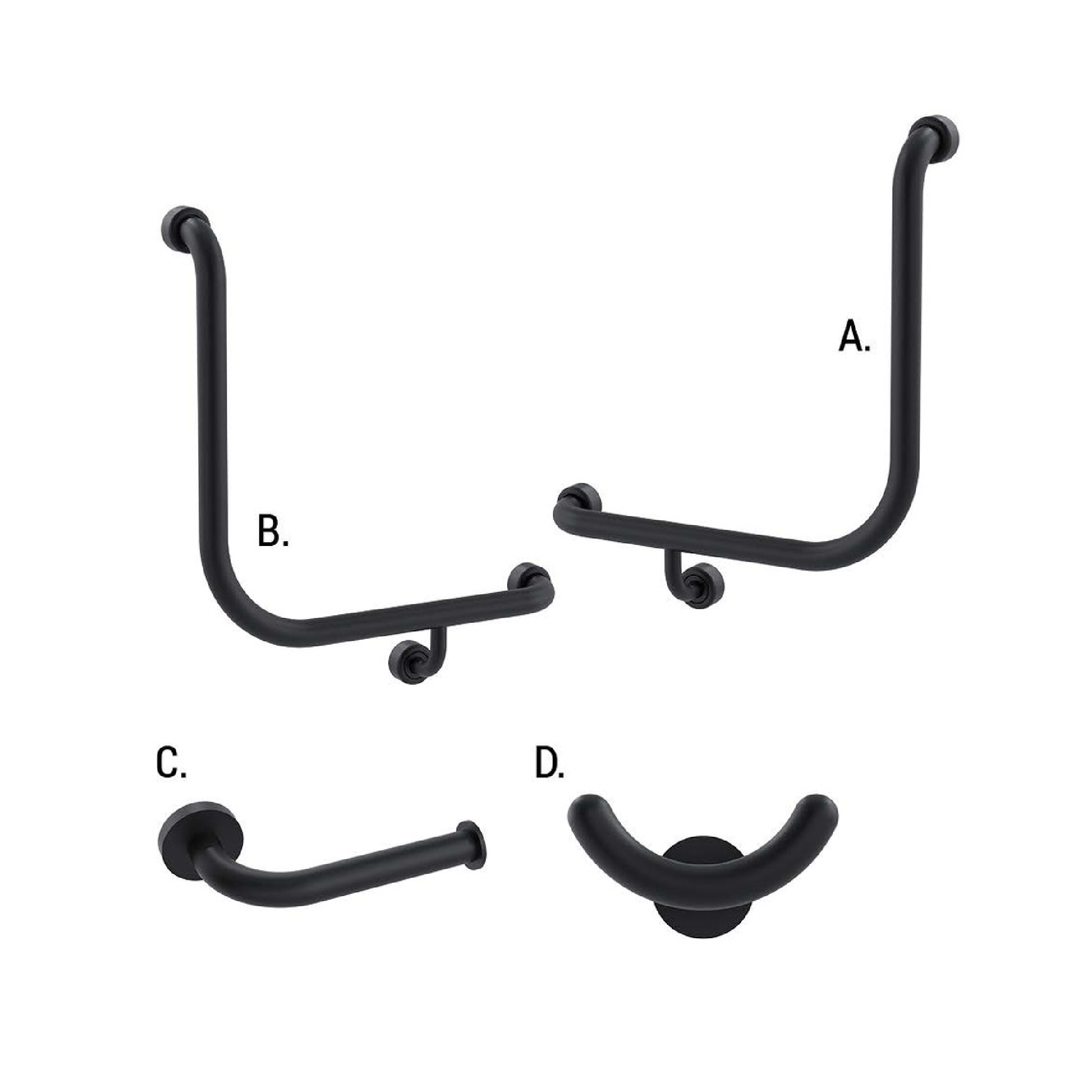 CONSERV - Ambulant Accessible Sanitary Compartment 454 Combination Set Hygienic Seal Matt Black - UAT Accessories - from our - Conserv - supplier–available at Bathroom City Perth