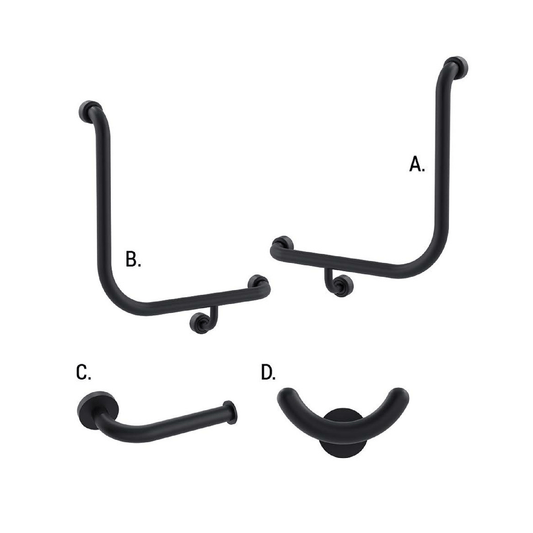 CONSERV - Ambulant Accessible Sanitary Compartment 454 Combination Set Hygienic Seal Matt Black - UAT Accessories - from our - Conserv - supplier–available at Bathroom City Perth