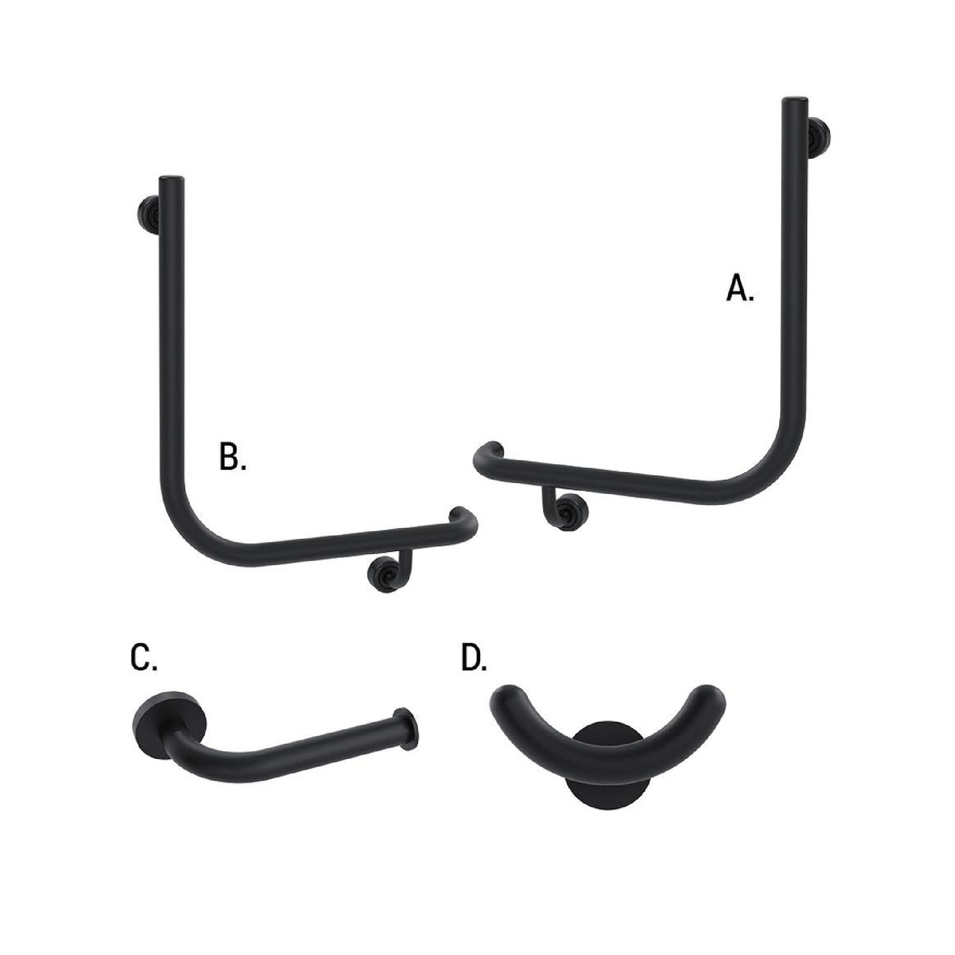 CONSERV - Ambulant Accessible Sanitary Compartment 454 Combination Set Linear Matt Black - UAT Accessories - from our - Conserv - supplier–available at Bathroom City Perth