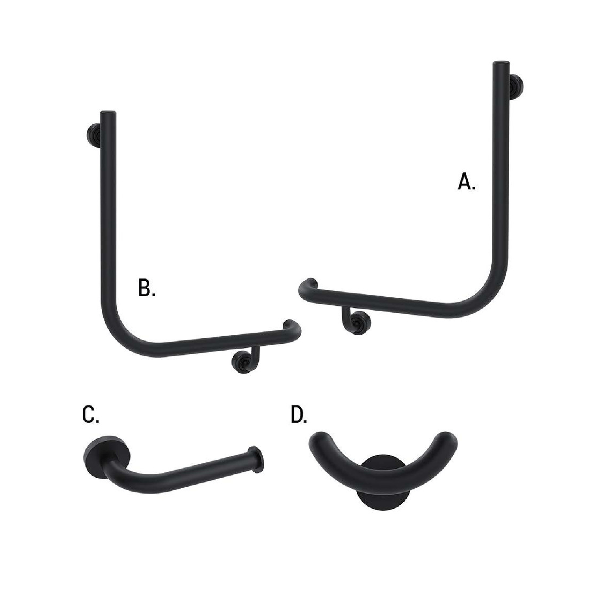 CONSERV - Ambulant Accessible Sanitary Compartment 454 Combination Set Linear Matt Black - UAT Accessories - from our - Conserv - supplier–available at Bathroom City Perth