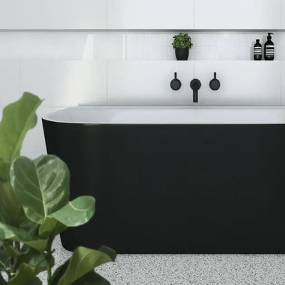DECINA - Alegra 1700 Back-To-Wall Freestanding Bath Black with Integrated Overflow-Baths-from our-Decina-supplier–available at Bathroom City Perth