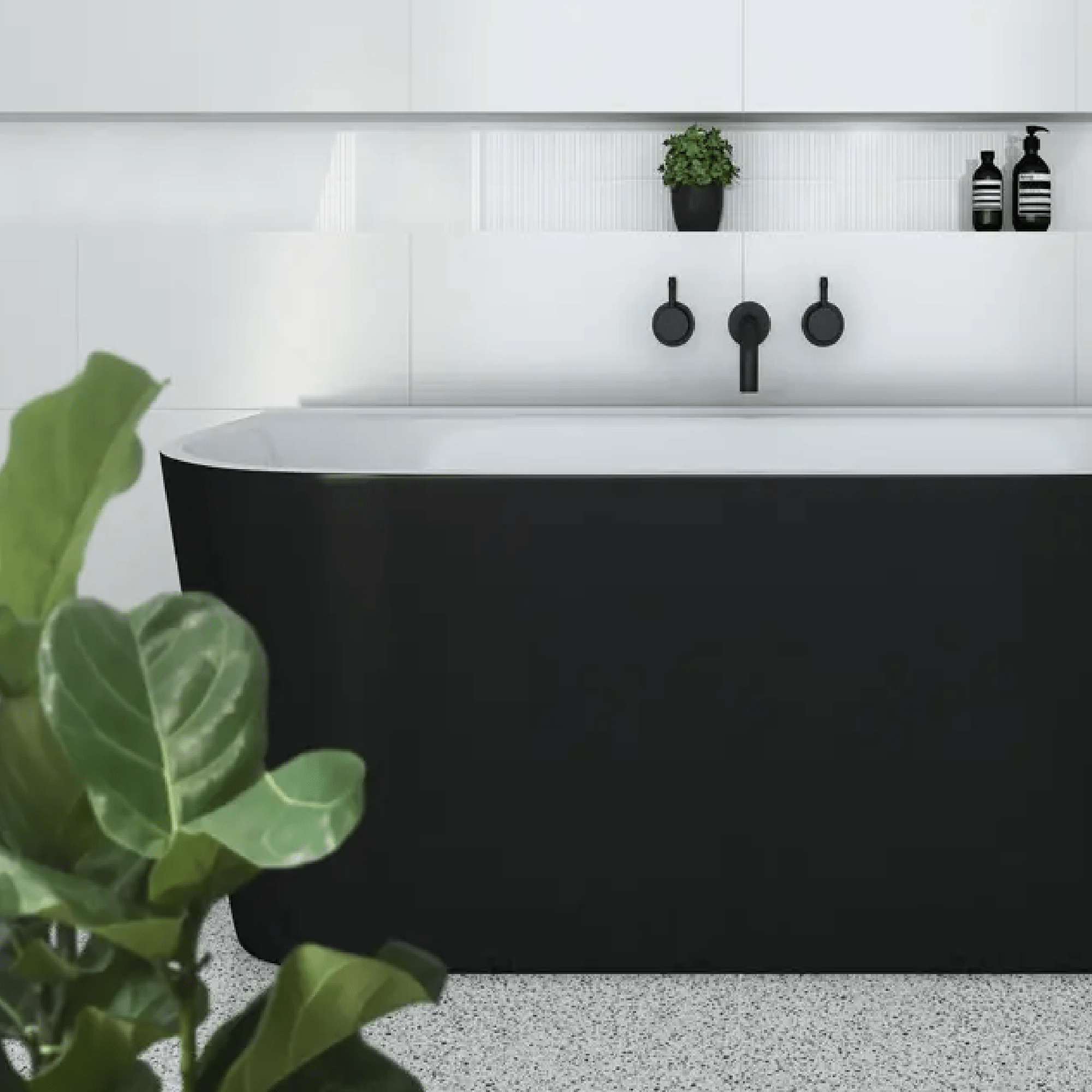 DECINA - Alegra 1700 Back - To - Wall Freestanding Bath Black - Baths - from our - Decina - supplier–available at Bathroom City Perth