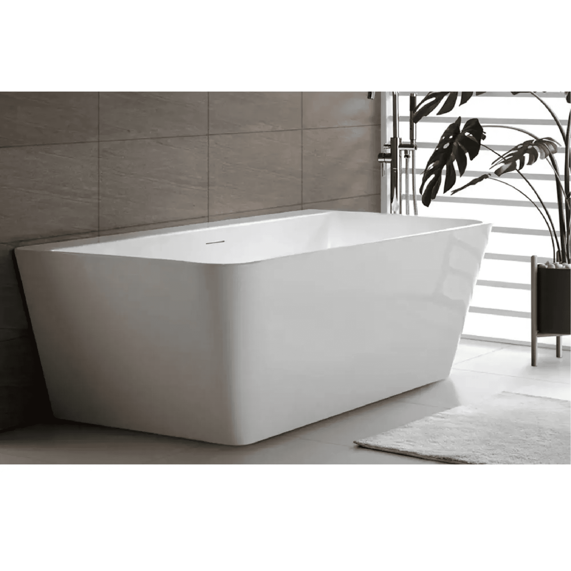 DECINA - Aria 1500 Back to Wall Freestanding Bath with Integrated Overflow-Baths-from our-Decina-supplier–available at Bathroom City Perth