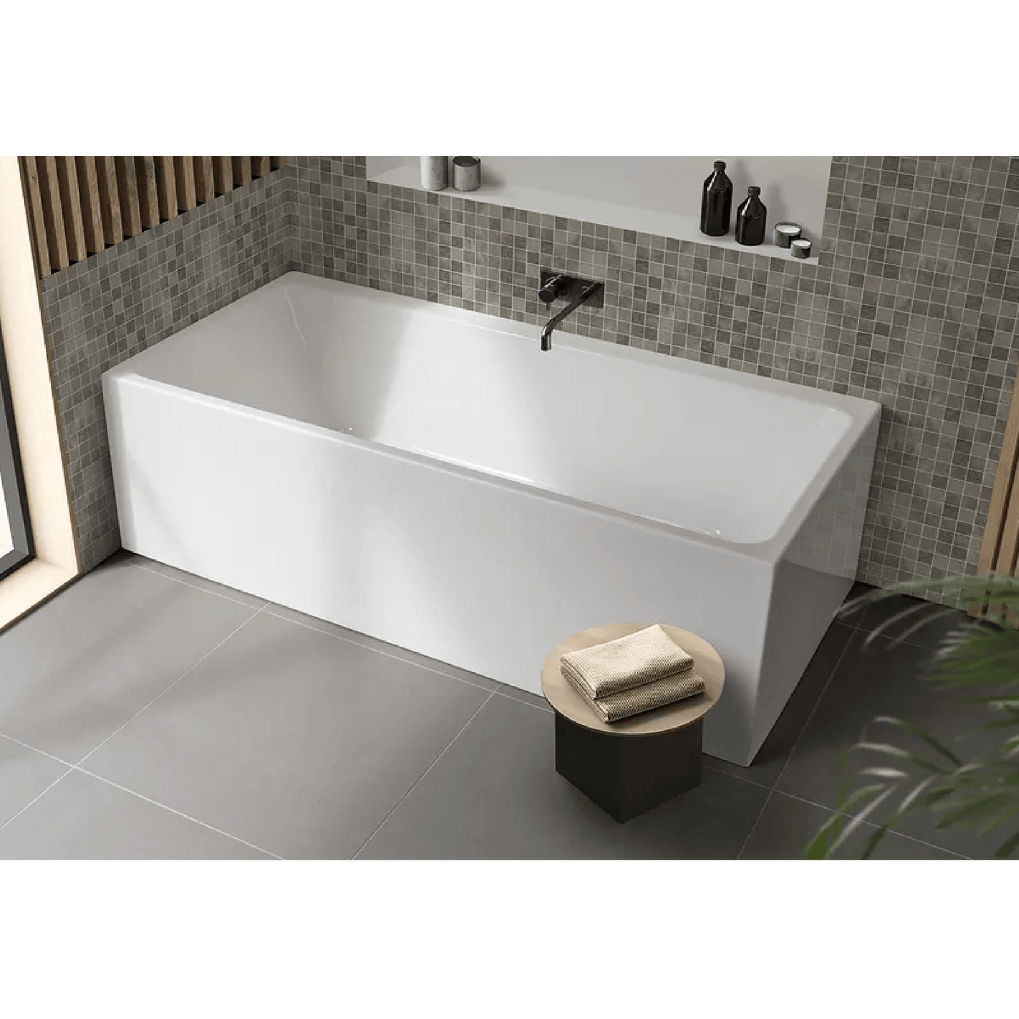 DECINA - Bianco 1700mm Back to Wall Corner Freestanding Bath - Baths - from our - Decina - supplier–available at Bathroom City Perth