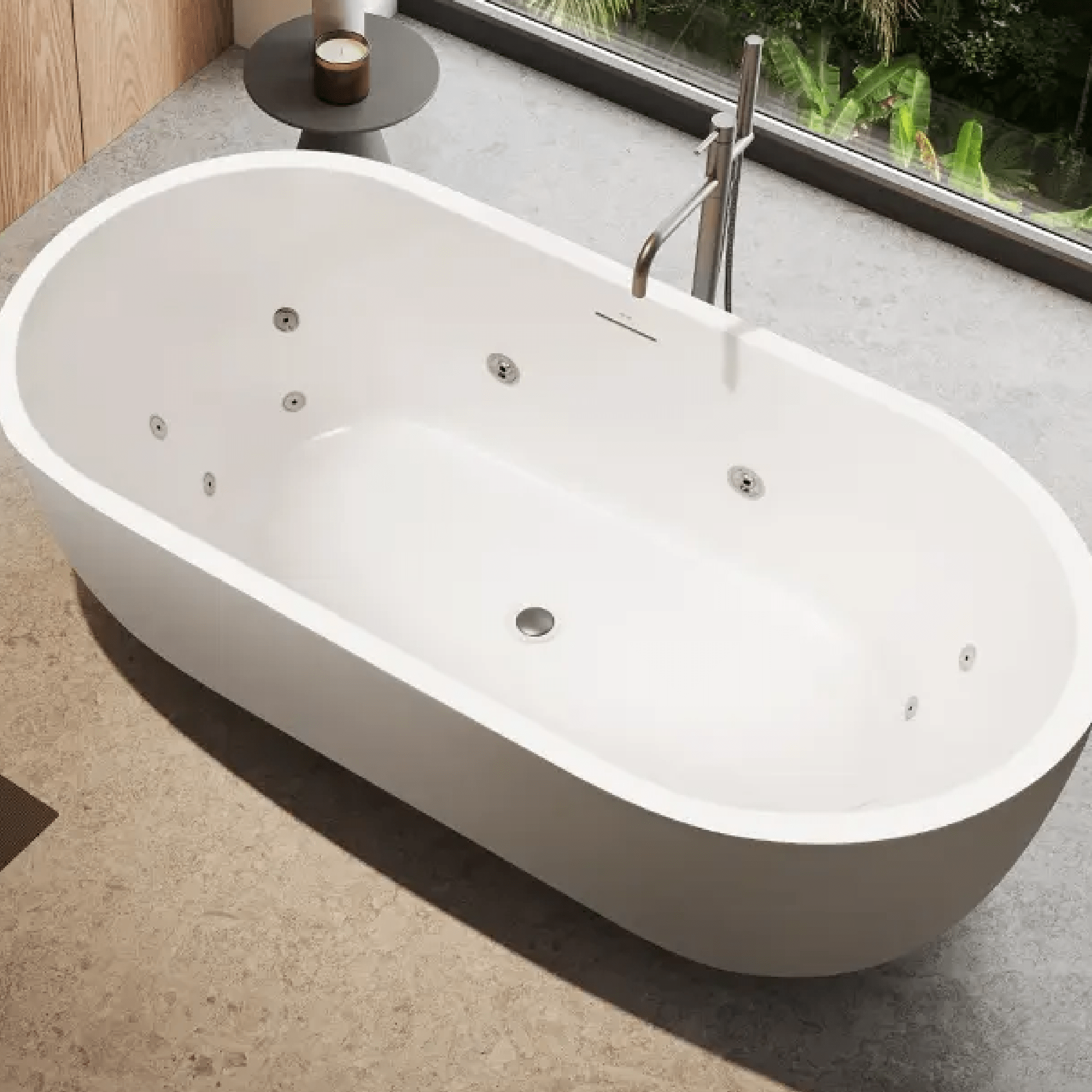 DECINA - Elisi 1700 Freestanding Spa Bath 12 - Jets with Integrated Overflow - Spa Bath - from our - Decina - supplier–available at Bathroom City Perth