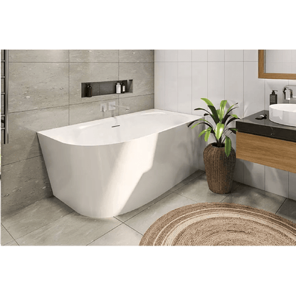 DECINA - Natalia 1500 Back to Corner Freestanding Bath with Integrated Overflow - Baths - from our - Decina - supplier–available at Bathroom City Perth