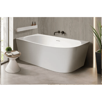 DECINA - Natalia 1500 Back to Corner Freestanding Bath with Integrated Overflow - Baths - from our - Decina - supplier–available at Bathroom City Perth
