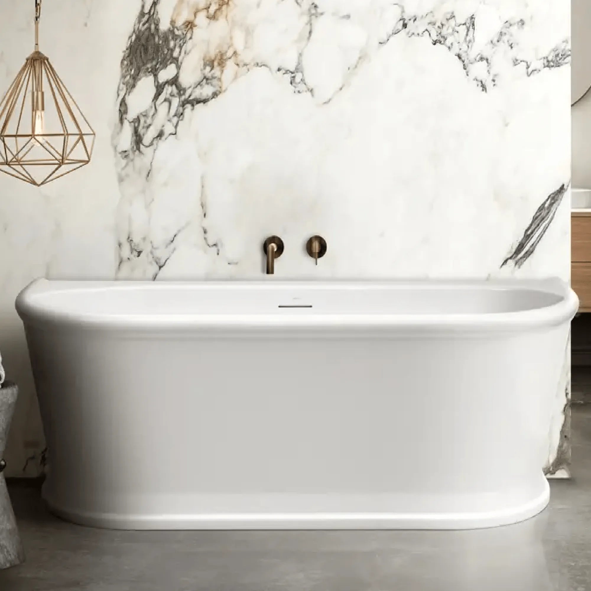 DECINA - Oxford 1700 Back to Wall Freestanding Bath with Integrated Overflow-Baths-from our-Decina-supplier–available at Bathroom City Perth