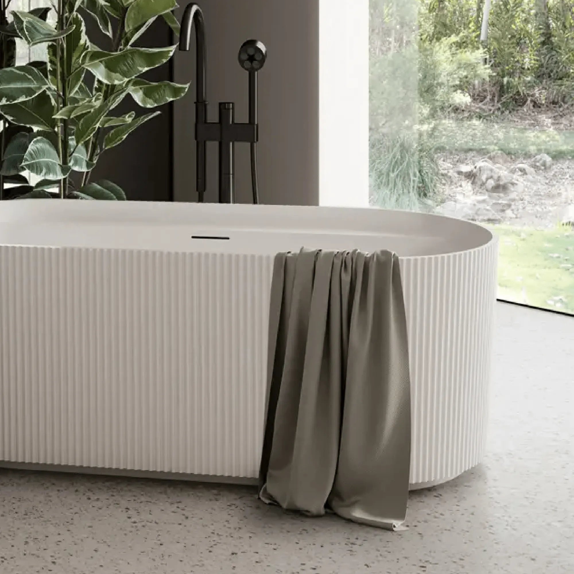 DECINA - Viva 1500 Fluted Freestanding Bath with Integrated Overflow-Baths-from our-Decina-supplier–available at Bathroom City Perth