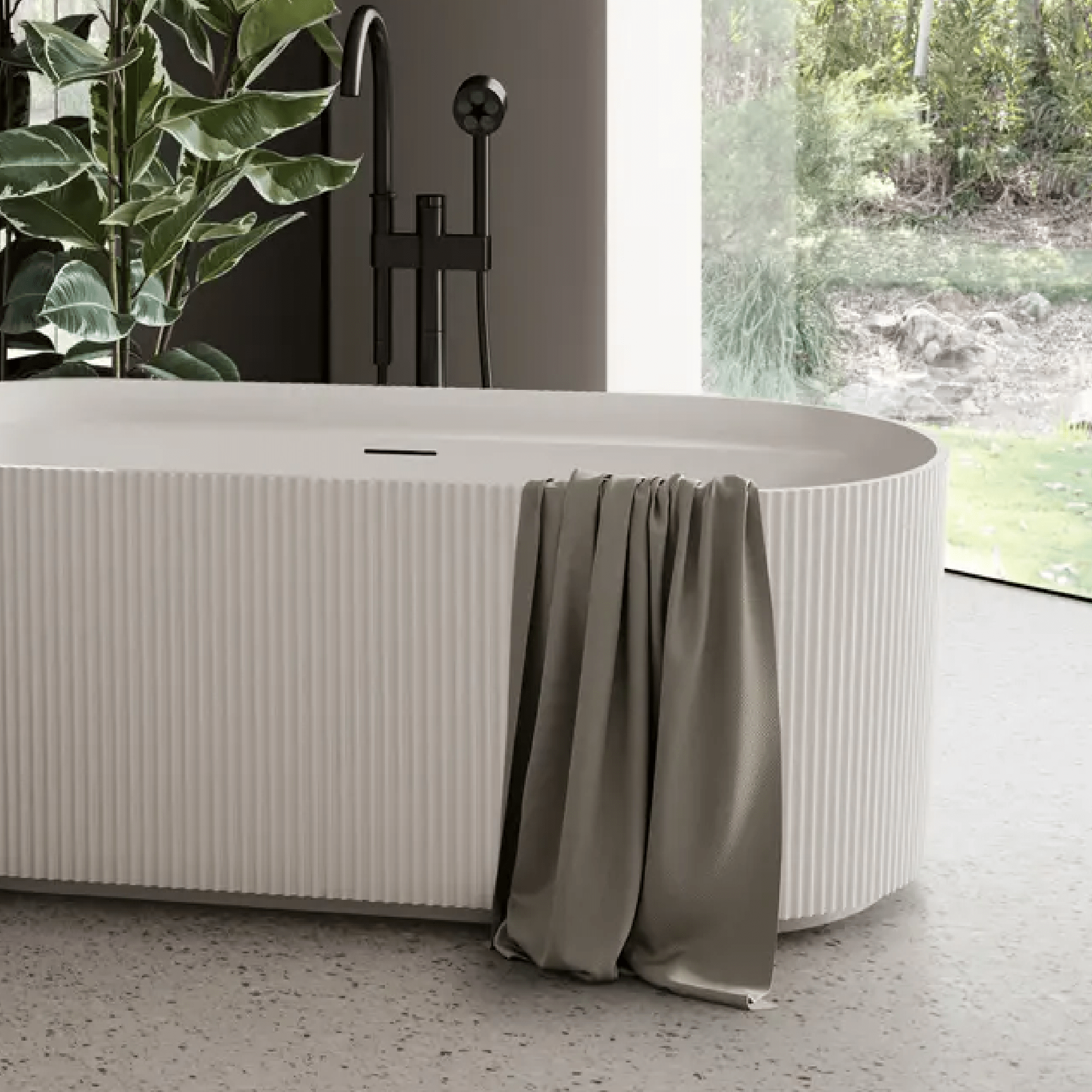 DECINA - Viva 1700 Fluted Freestanding Bath with Integrated Overflow - Baths - from our - Decina - supplier–available at Bathroom City Perth