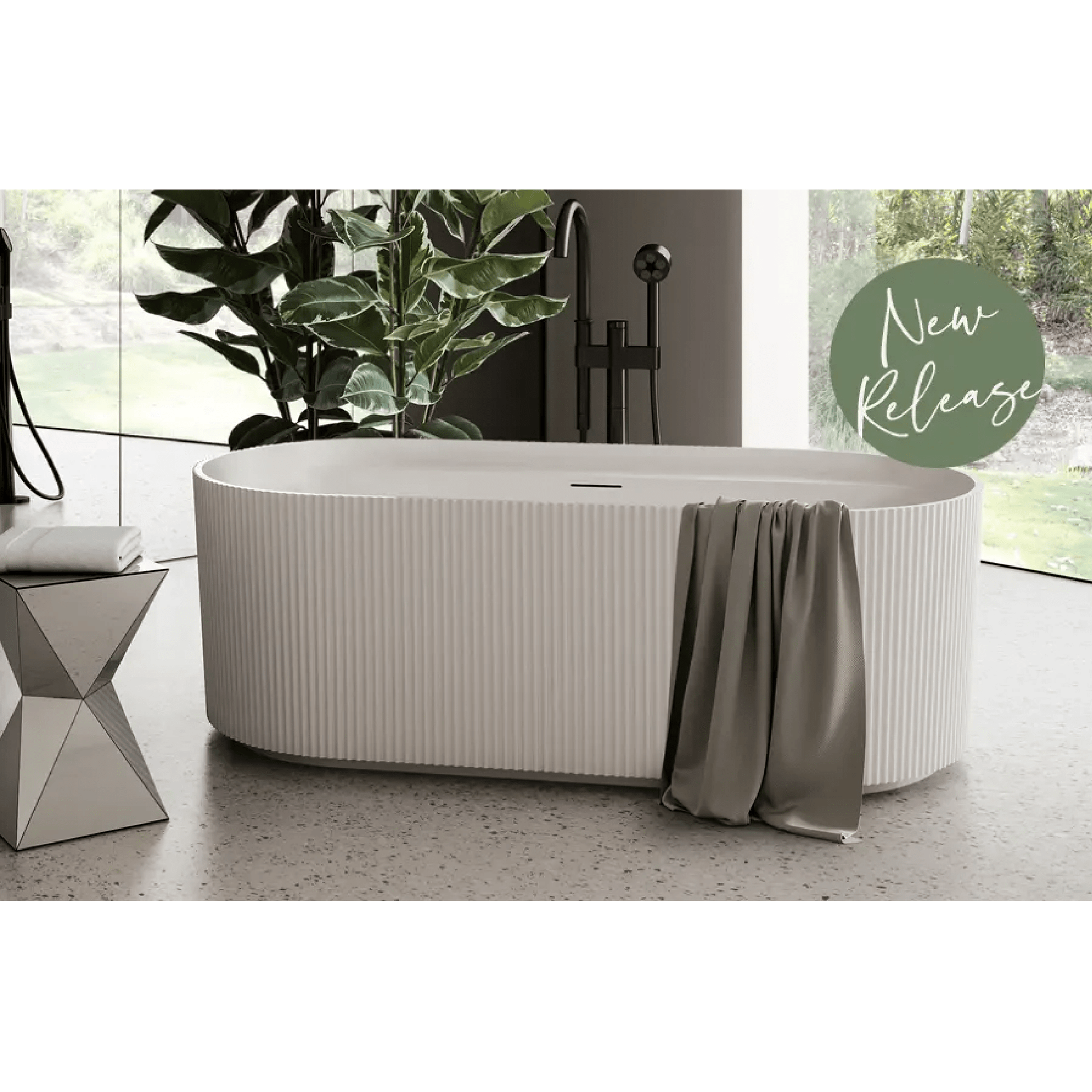 DECINA - Viva 1700 Fluted Freestanding Bath with Integrated Overflow - Baths - from our - Decina - supplier–available at Bathroom City Perth