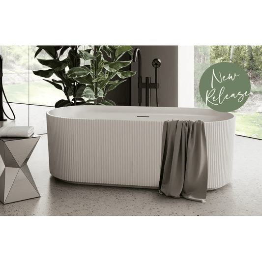 DECINA - Viva 1700 Fluted Freestanding Bath with Integrated Overflow - Baths - from our - Decina - supplier–available at Bathroom City Perth
