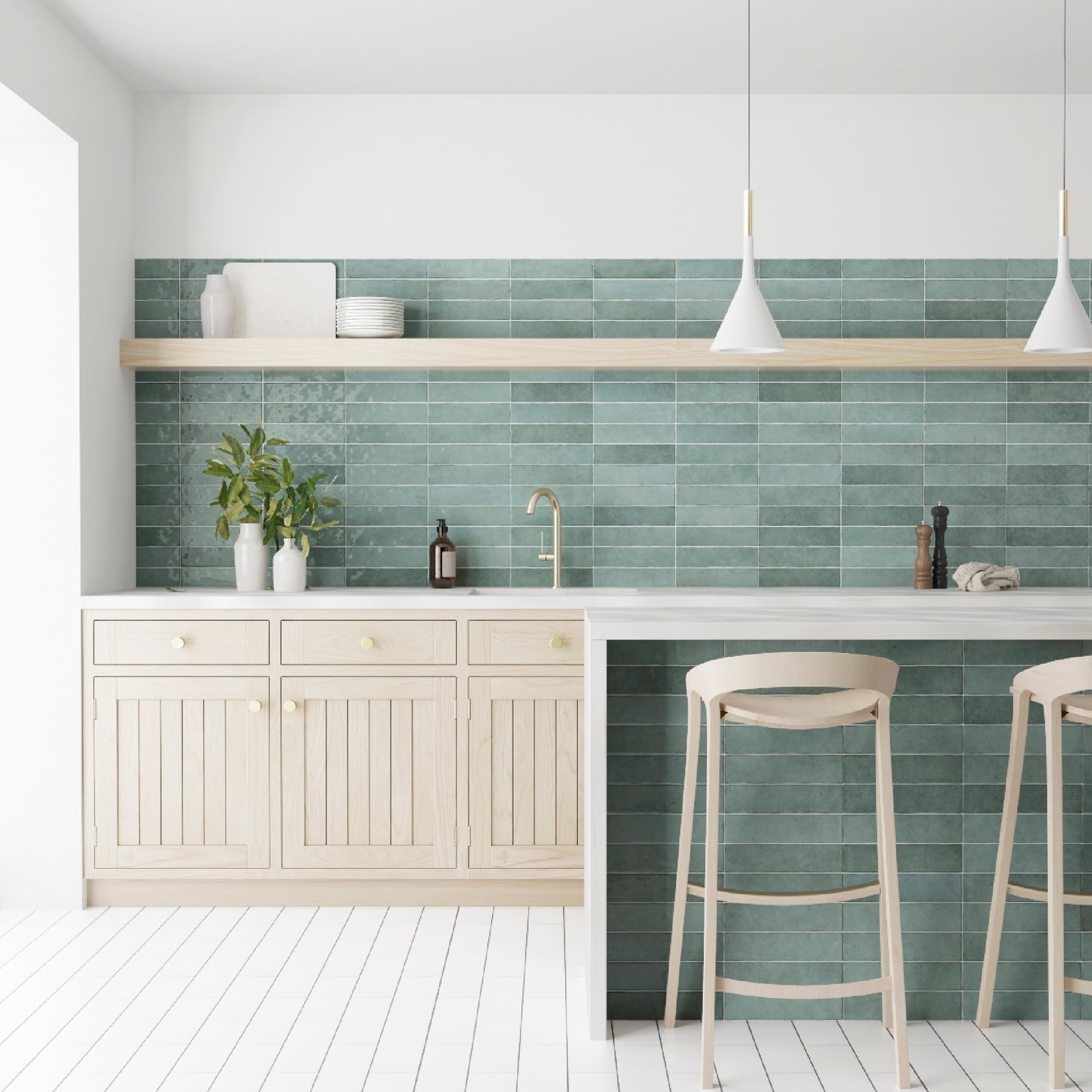 EAST WEST CERAMICS - Bricks Aqua 60x246mm Gloss - Tiles - from our - East West Ceramics - supplier–available at Bathroom City Perth