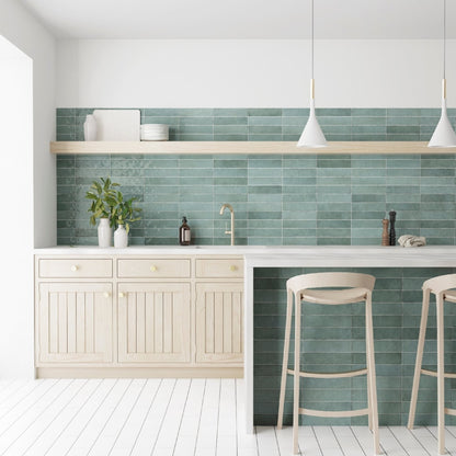 EAST WEST CERAMICS - Bricks Aqua 60x246mm Gloss - Tiles - from our - East West Ceramics - supplier–available at Bathroom City Perth
