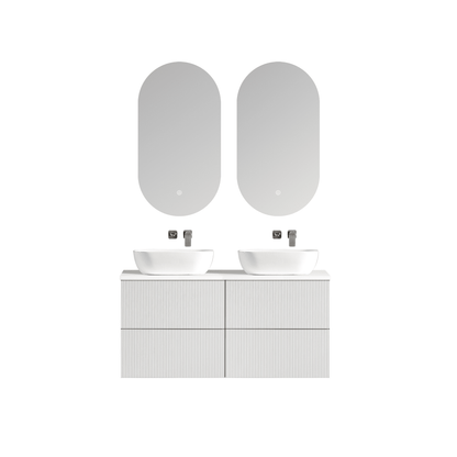 MELA - BRITTANY 1200 Matt White Fluted Wall Hung Vanity with 4 Drawers - Vanities - from our - MELA - supplier–available at Bathroom City Perth