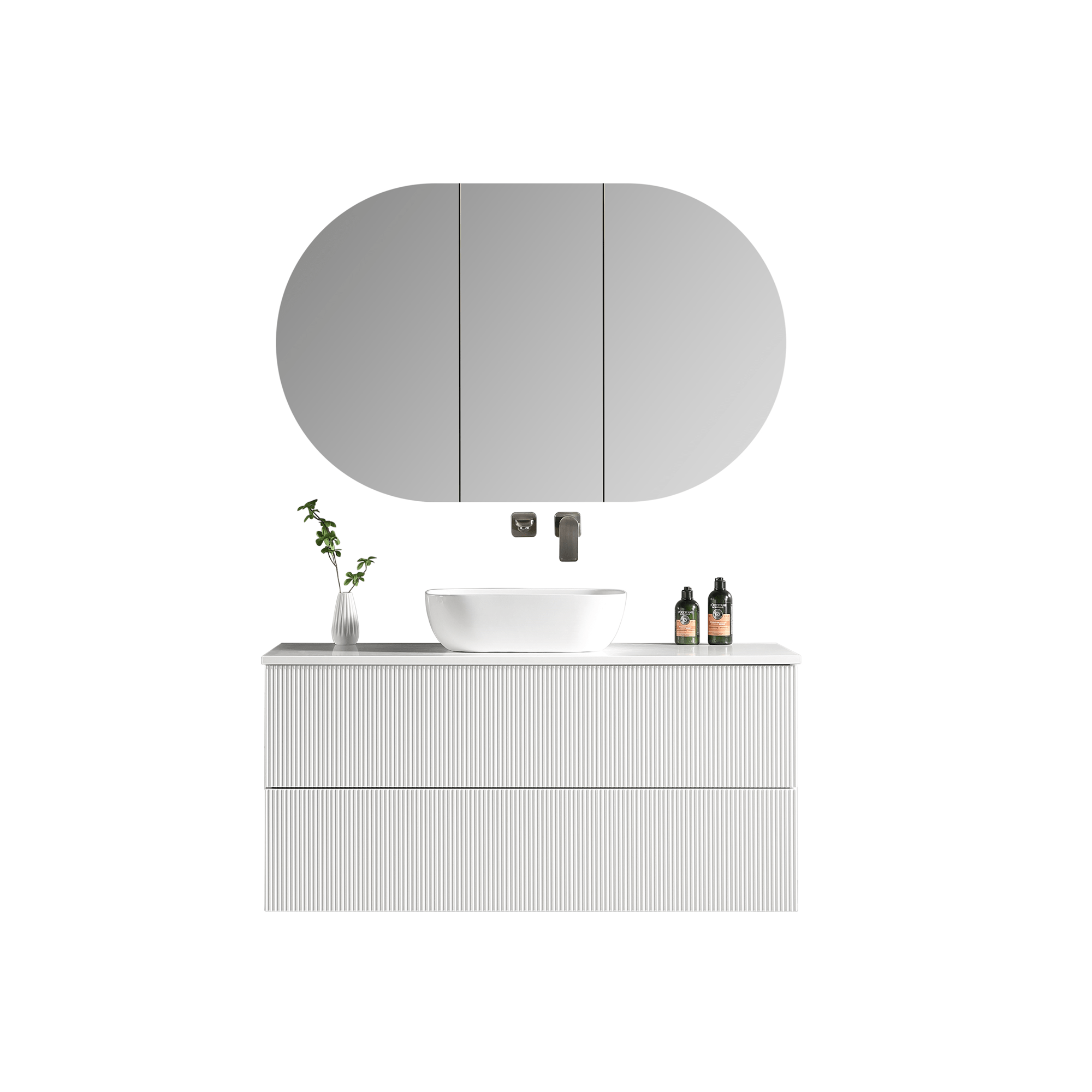 MELA - BRITTANY 1200 Matt White Fluted Wall Hung Vanity with 4 Drawers - Vanities - from our - MELA - supplier–available at Bathroom City Perth