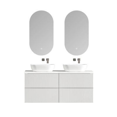 MELA - BRITTANY 1500 Matt White Fluted Wall Hung Vanity with 4 Drawers-Vanities-from our-MELA-supplier–available at Bathroom City Perth