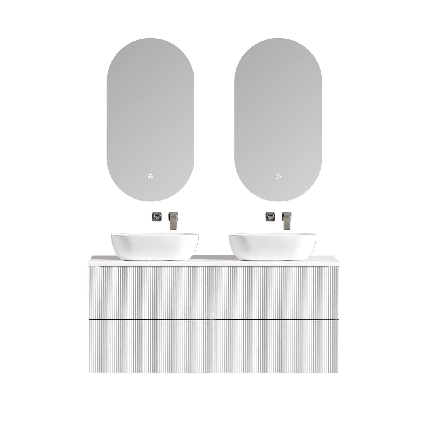 MELA - BRITTANY 1500 Matt White Fluted Wall Hung Vanity with 4 Drawers - Vanities - from our - MELA - supplier–available at Bathroom City Perth