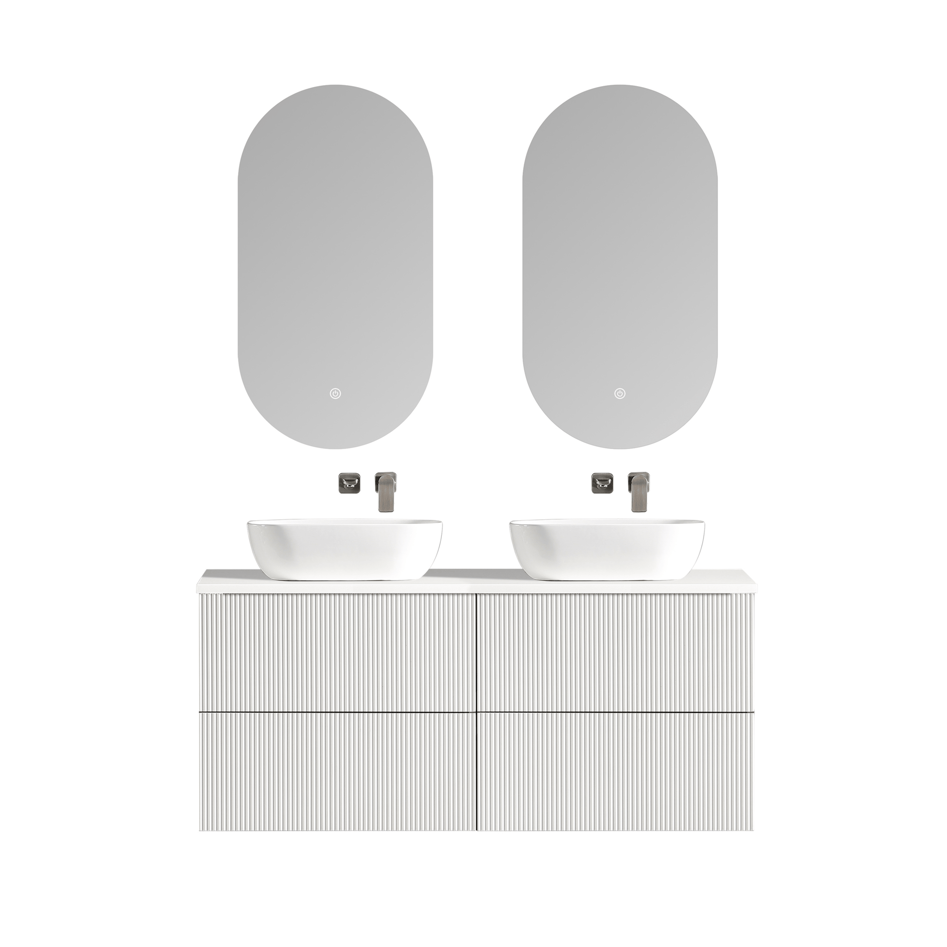 MELA - BRITTANY 1500 Matt White Fluted Wall Hung Vanity with 4 Drawers - Vanities - from our - MELA - supplier–available at Bathroom City Perth