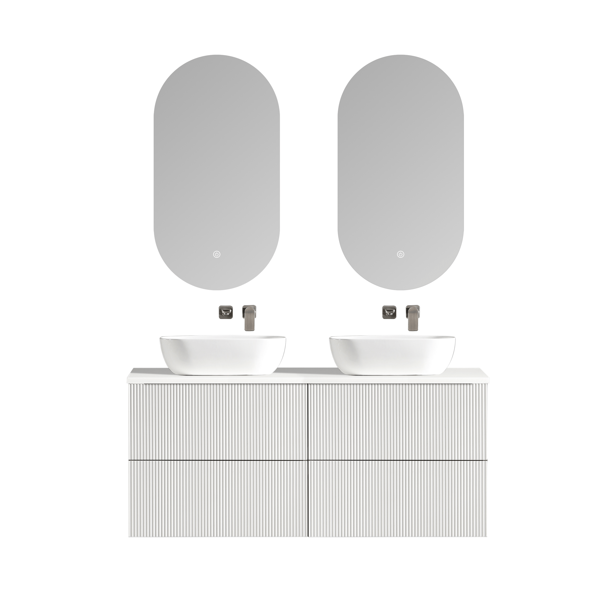 MELA - BRITTANY 1500 Matt White Fluted Wall Hung Vanity with 4 Drawers - Vanities - from our - MELA - supplier–available at Bathroom City Perth