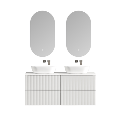 MELA - BRITTANY 1500 Matt White Fluted Wall Hung Vanity with 4 Drawers - Vanities - from our - MELA - supplier–available at Bathroom City Perth